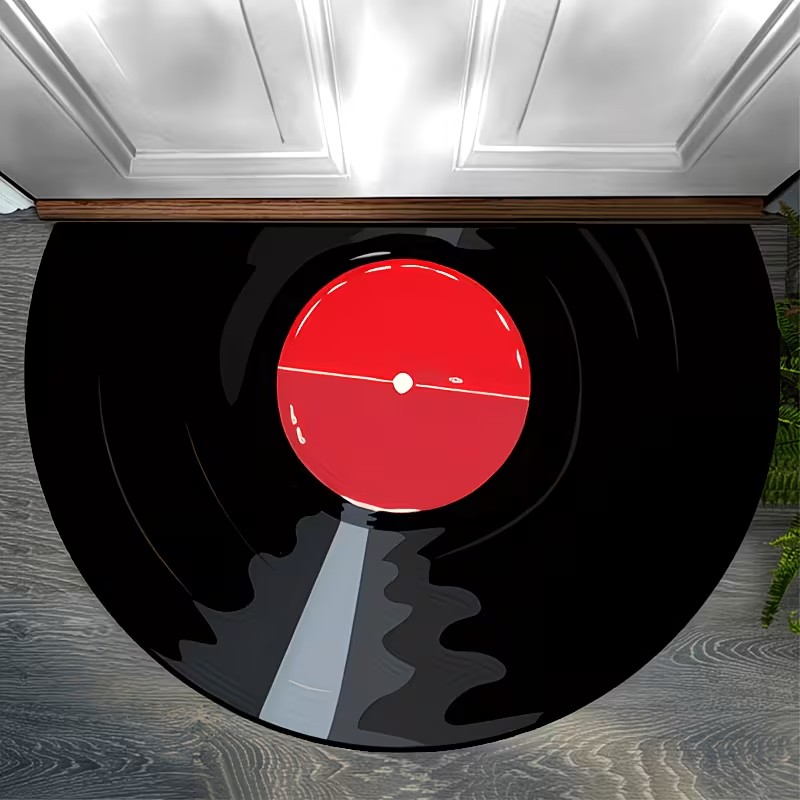 Audio Music Recorder - سجادة باب نصف دائرية بتصميم أسطوانات