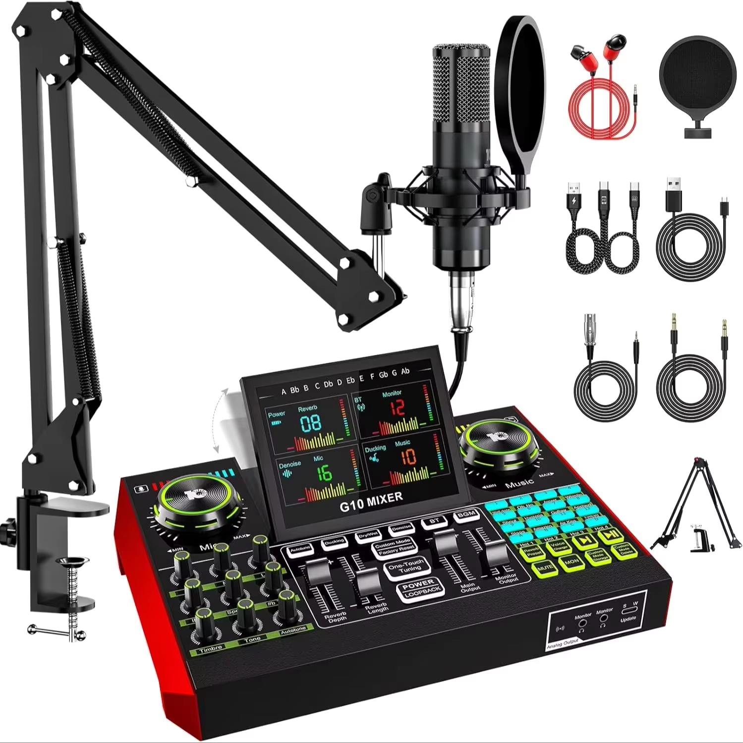Audio Music Recorder - Tenlamp G10 واجهة صوتية للبث المباشر،