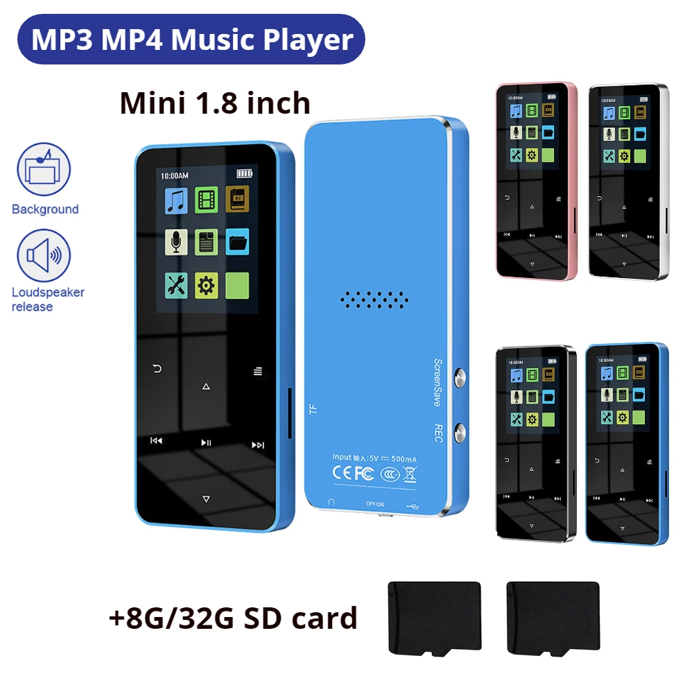 Audio Music Recorder - مشغل موسيقى MP3/MP4 معدني صغير بشاشة