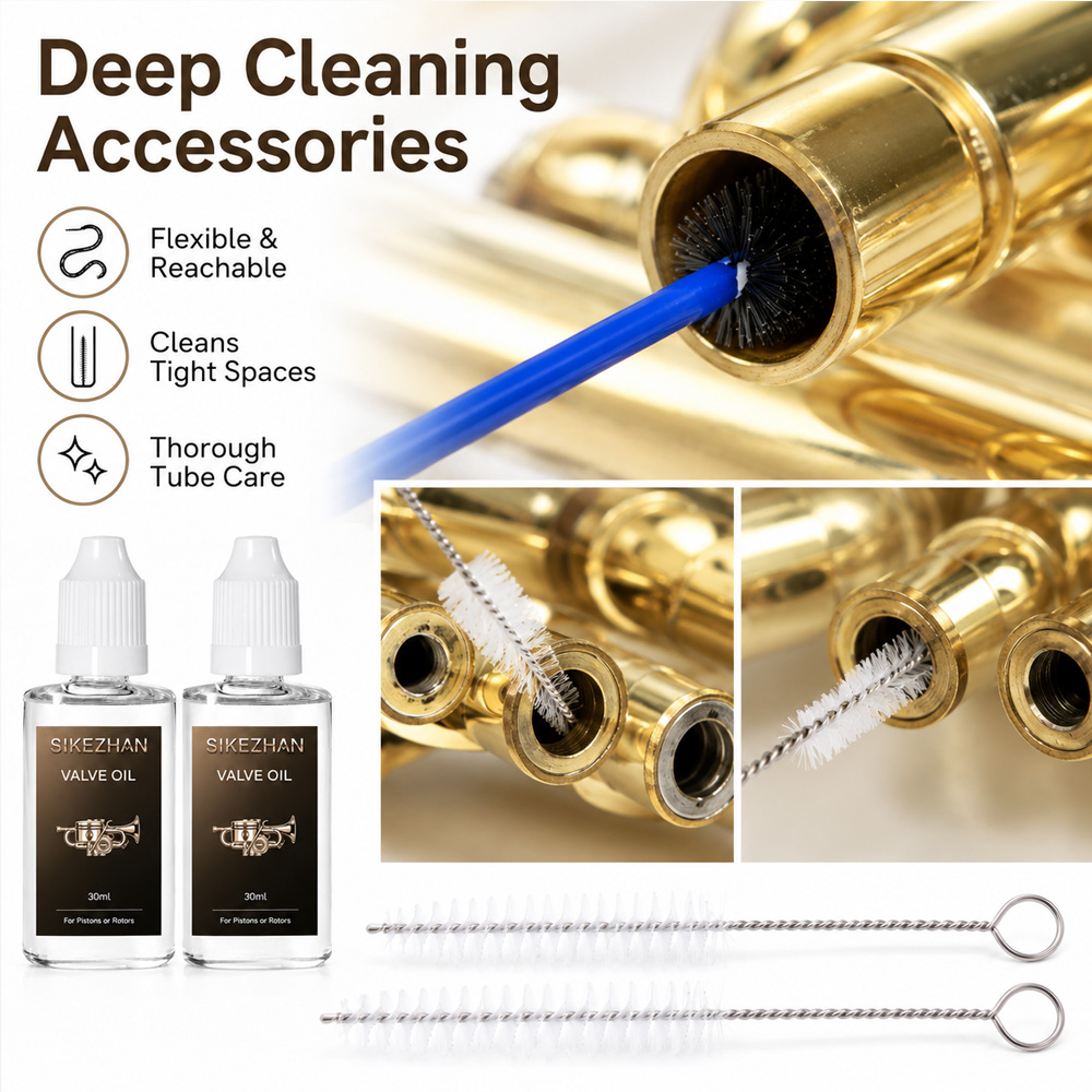 طقم تنظيف البوق، 2 قطعة، زيت ص - مراجعة Trumpet Valve Oil وسعره