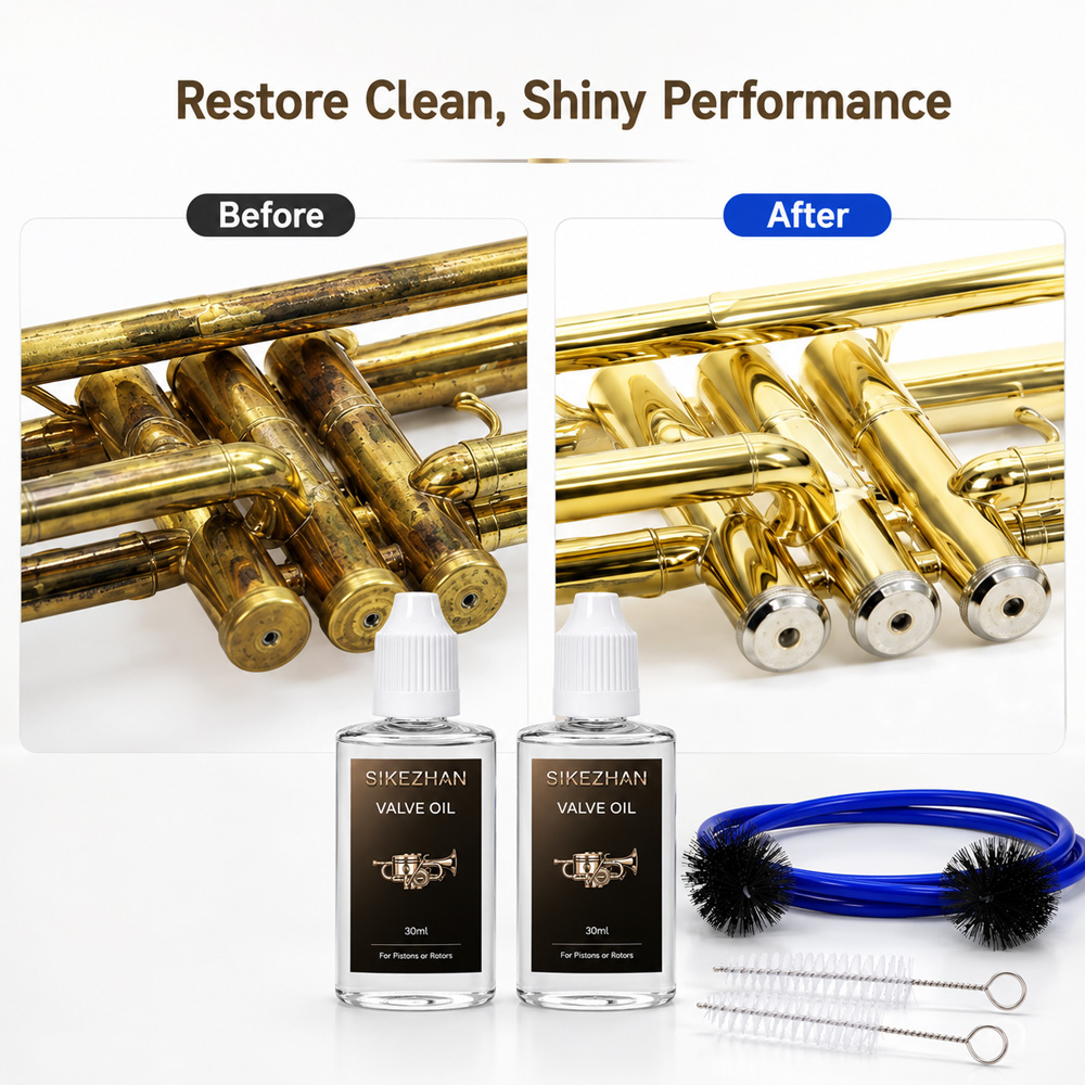 طقم تنظيف البوق، 2 قطعة، زيت ص - مراجعة Trumpet Valve Oil وسعره