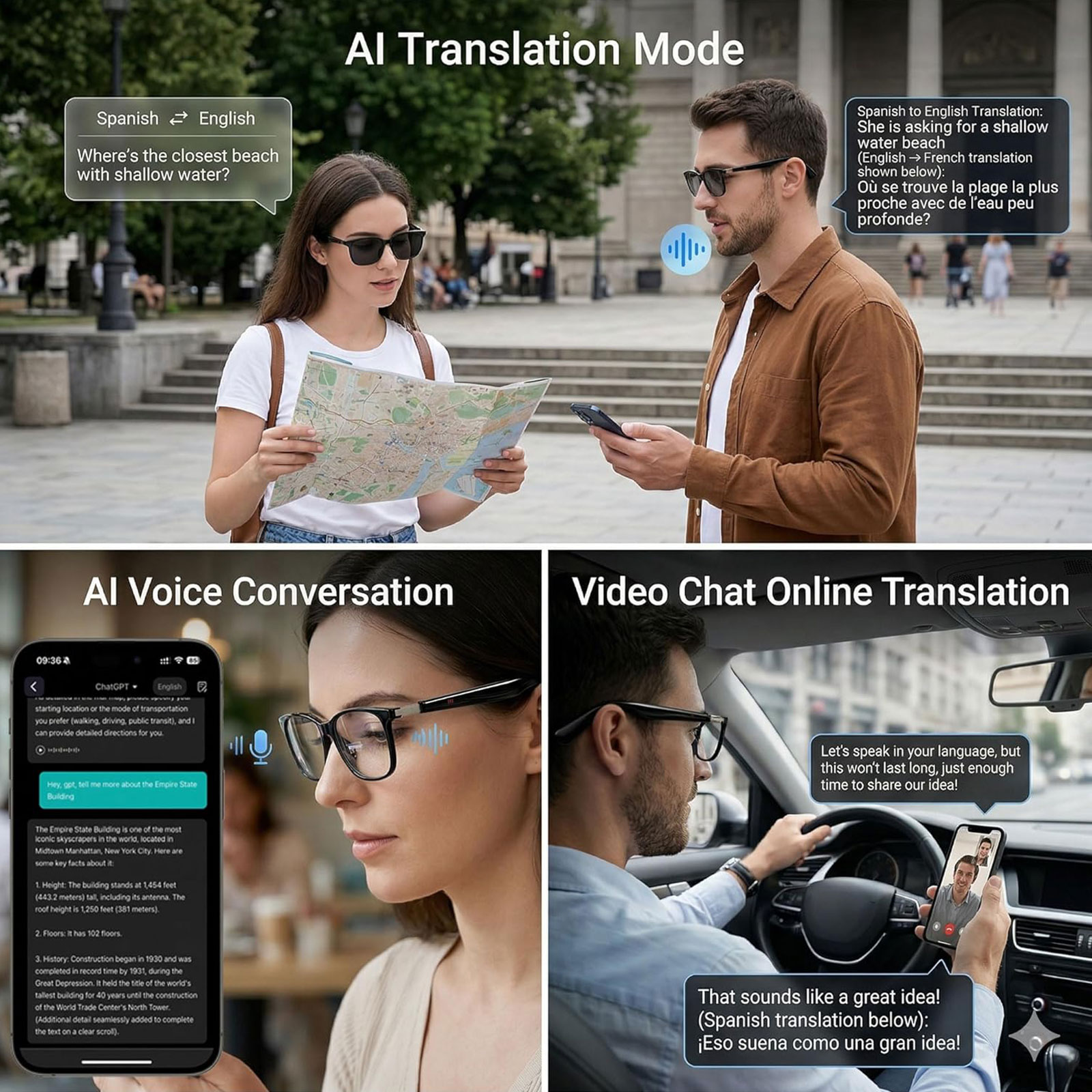 نظارات صوتية ذكية مع ترجمة فور - مراجعة Audio Music Hifi وسعره